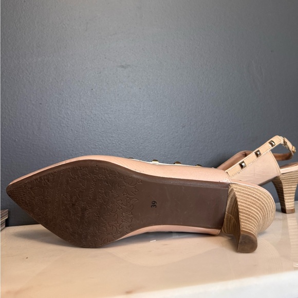 Dorking Studded Nude Sling-Back Kitten Heels - Picture 7 of 7